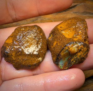 TGIF 88.6cts - Yowah Nut Partial Crystal Centre Rough Specimen Pair