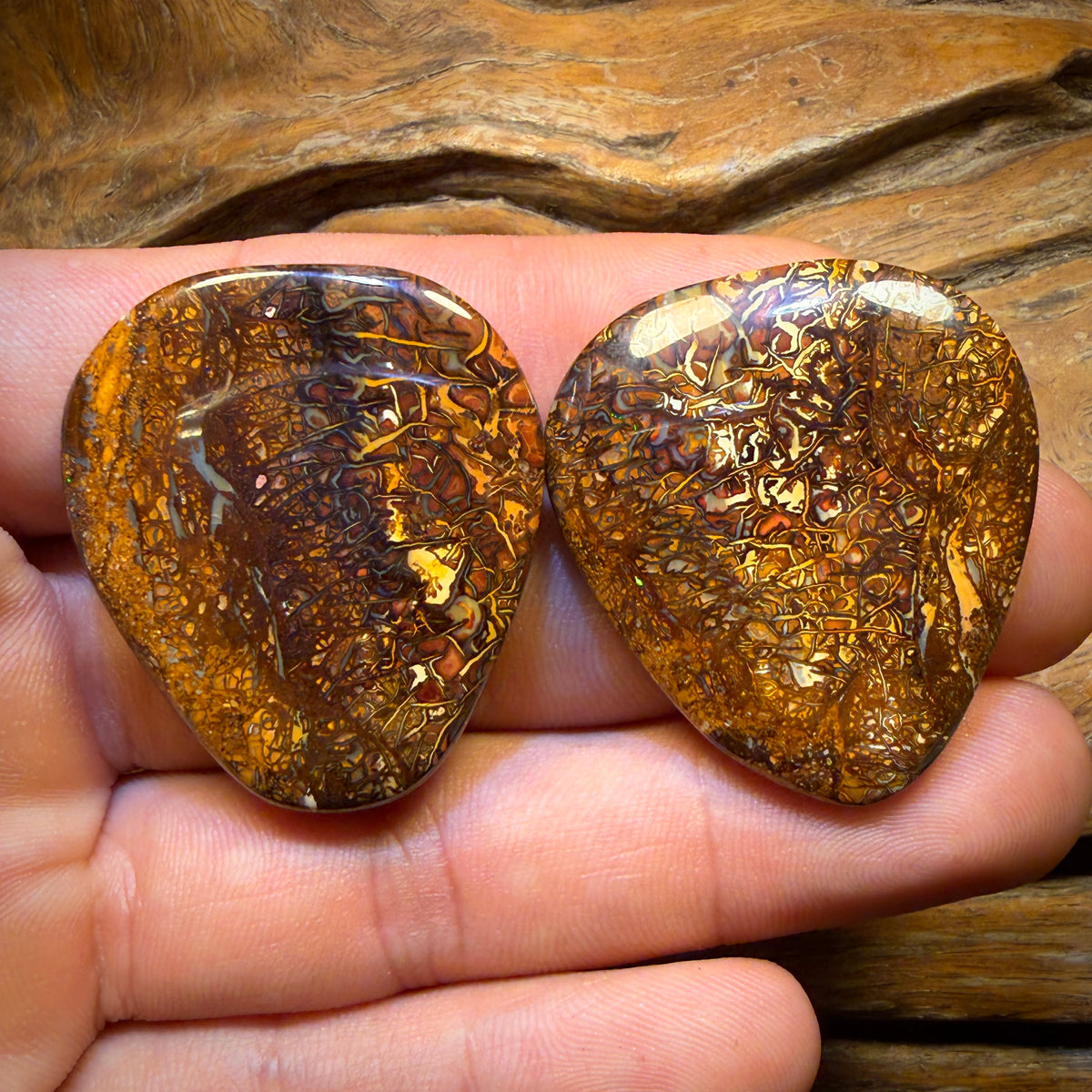 LATE CARD! 141.8cts - Tribal Queensland Boulder Opal Pair