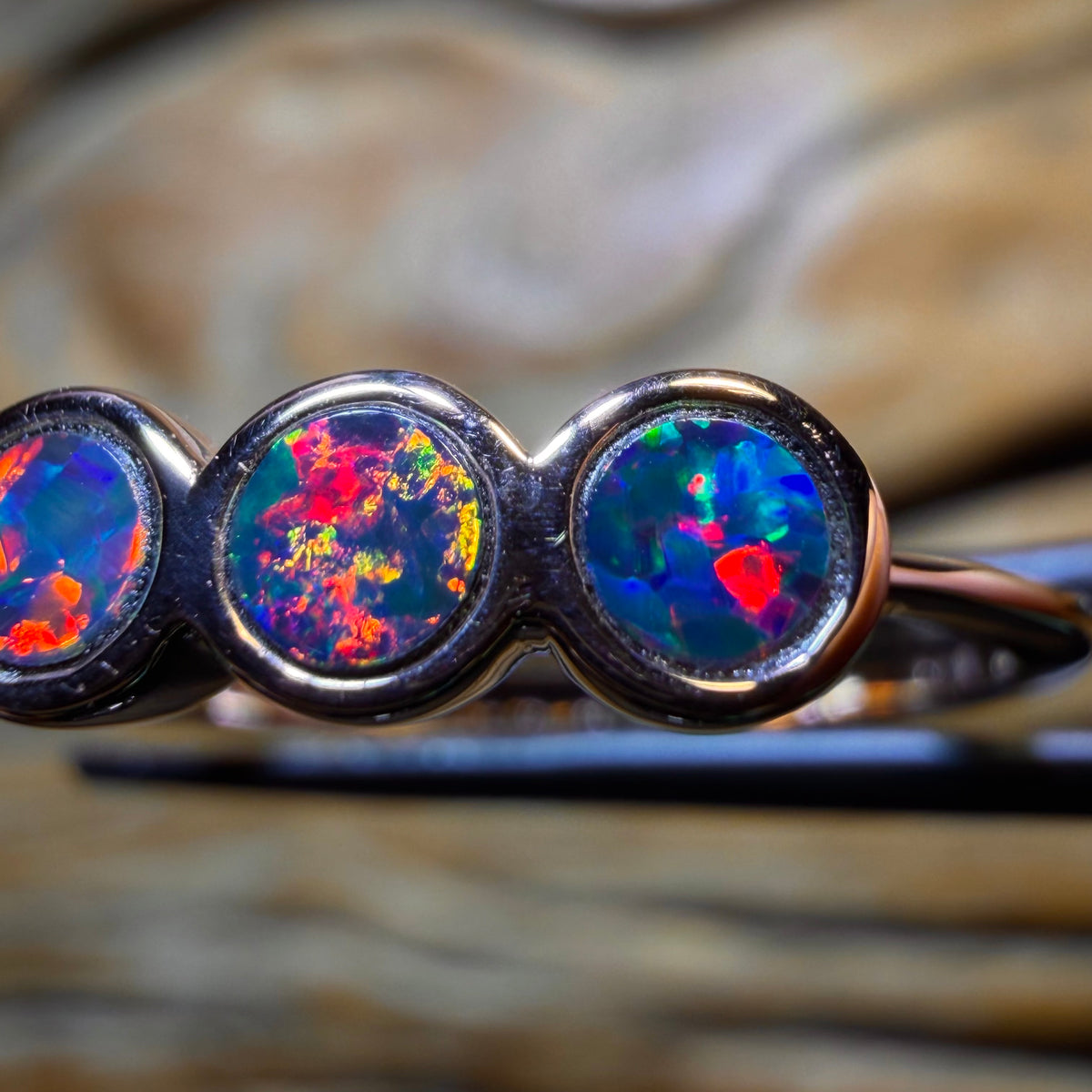 10k Rose Gold - NEW Isaac Design Queensland Boulder Opal Top Red Doublet Ring