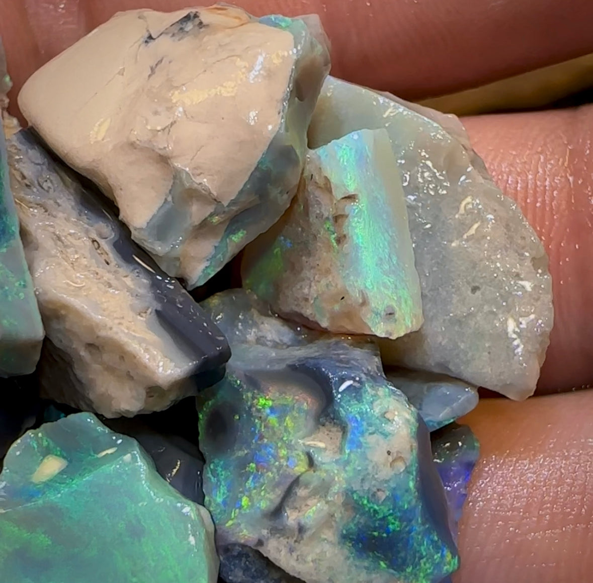 117cts - 22x Lightning Ridge Crystal, Dark and Black Opal Rough Parcel - Opal Whisperers