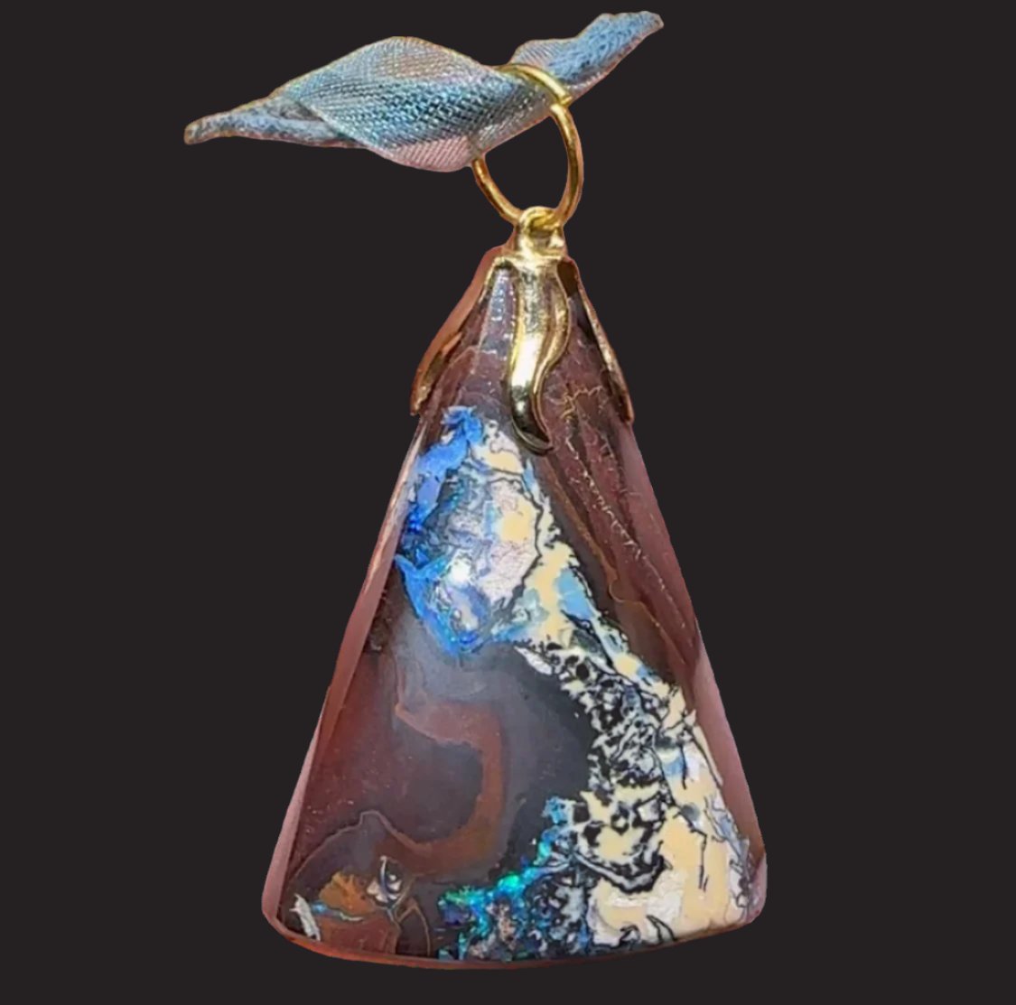 Sterling Silver Plated - Solid Australian Boulder Opal Pendant - Opal Whisperers