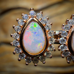 Sterling Silver - South Australian Crystal Opal Stud Earrings