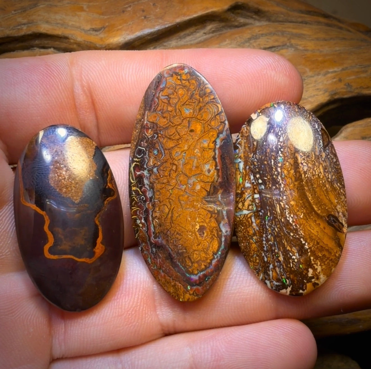 138.7cts - 3x Australian Tribal Boulder Opal’s. Wholesale Dealers Parcel