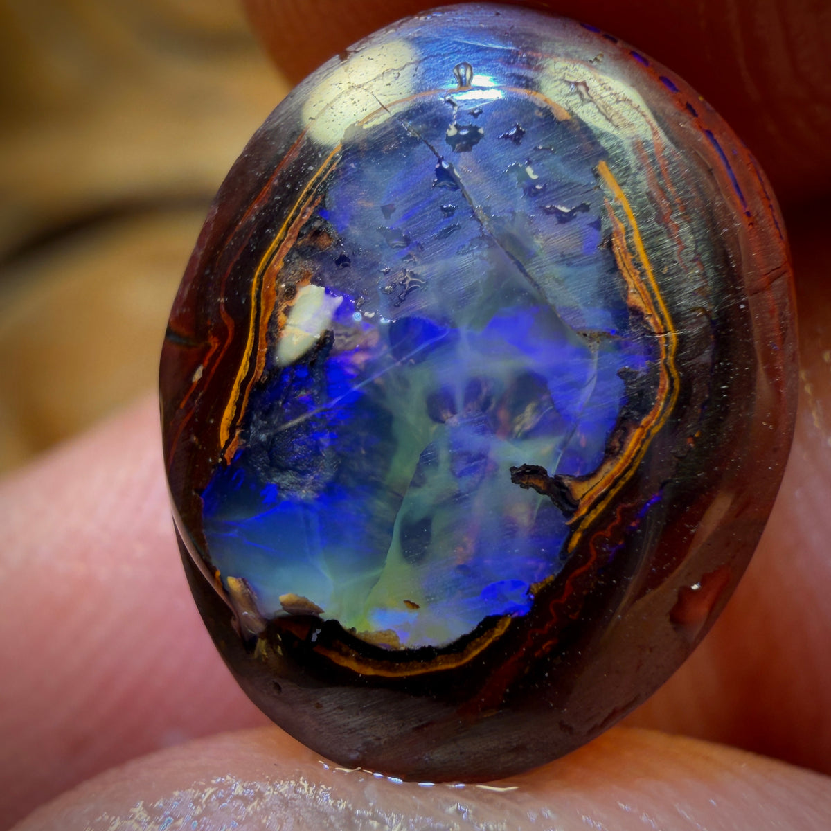 10.6cts - Yowah Nut Fully Framed Crystal Centre Opal Rub