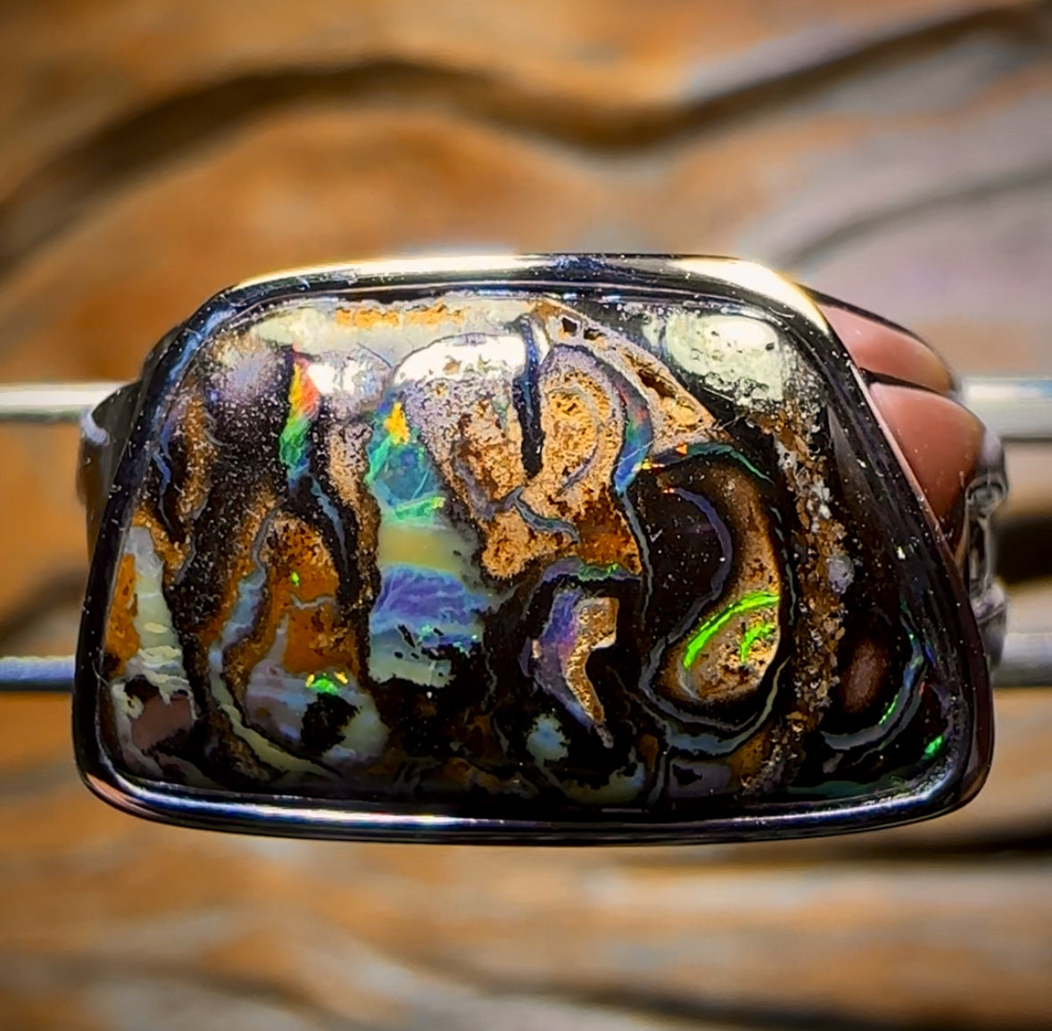 DADDY COOL Sterling Silver - Solid Tribal Boulder Opal Ring. Unisex