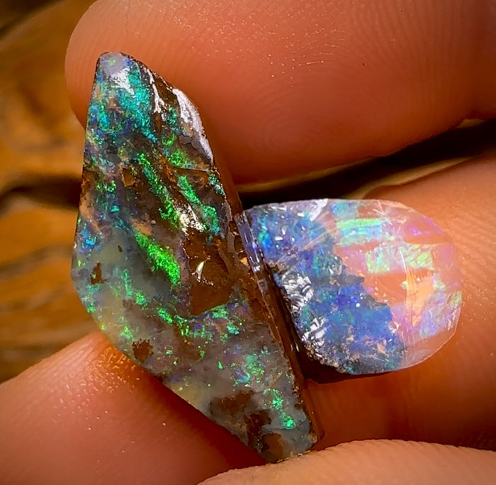 18,2 ct – 2 hochwertige australische Boulder-Seam-Opal-Rohstücke