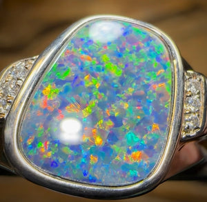 Sterling Silver - TOP Australian Boulder Opal Doublet Ring - Opal Whisperers