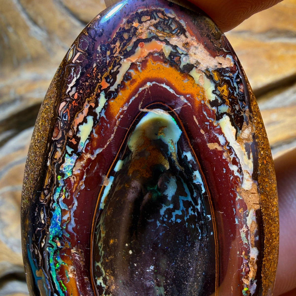 OpalFest BargainCard! 144.9cts - “Thumb Print” Tribal Queensland Boulder Opal. Dremelled Face