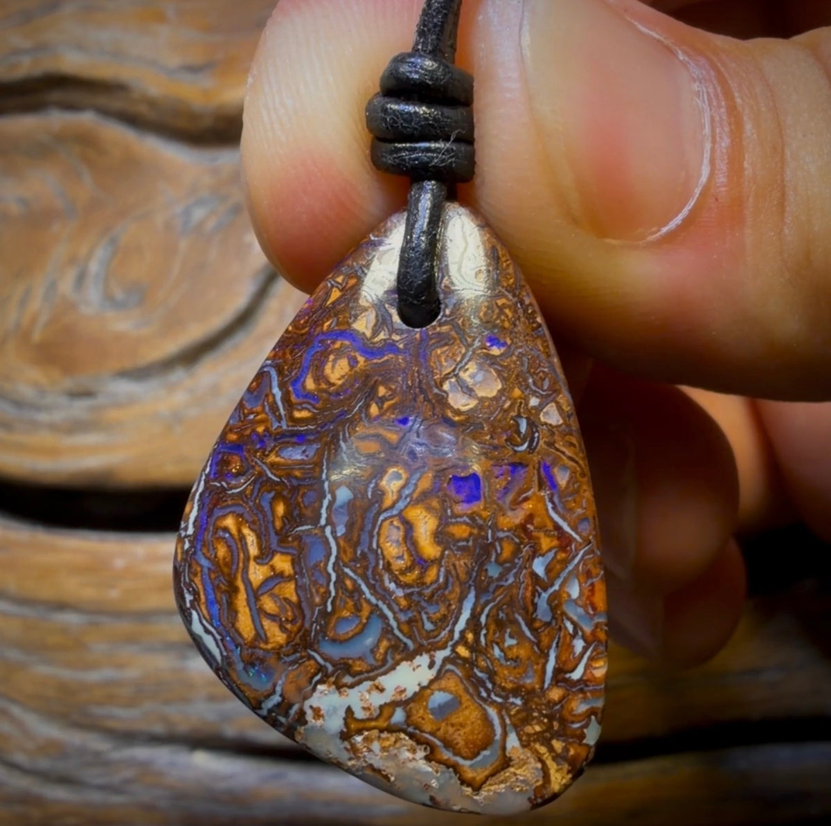 32 x 23mm - Drilled Tribal Queensland Boulder Opal Necklace