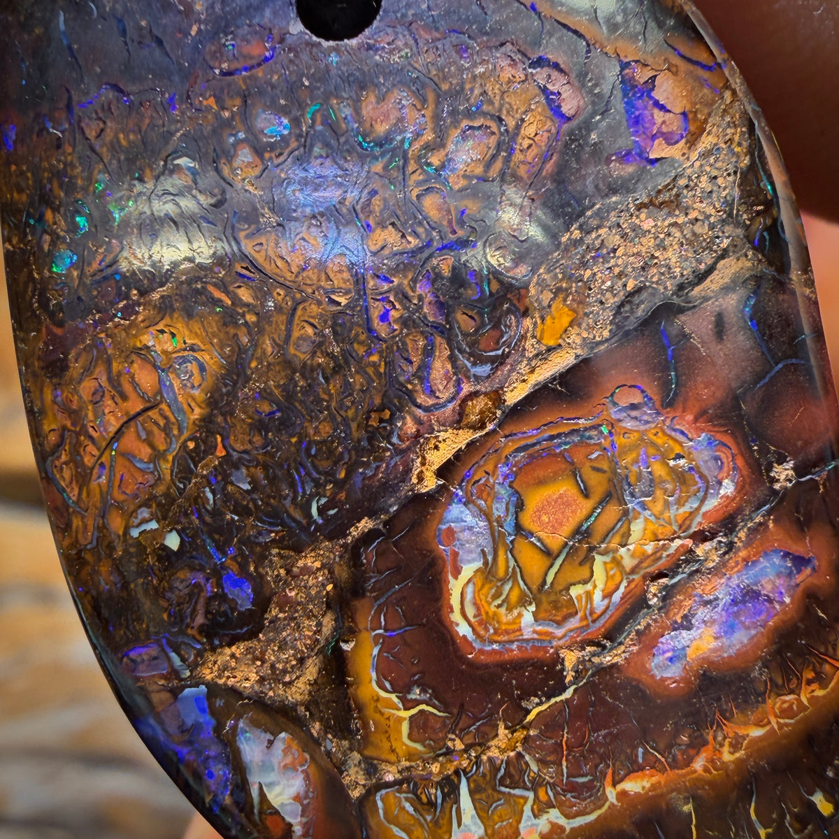 39 x 23mm - Drilled Tribal Queensland Boulder Opal Necklace