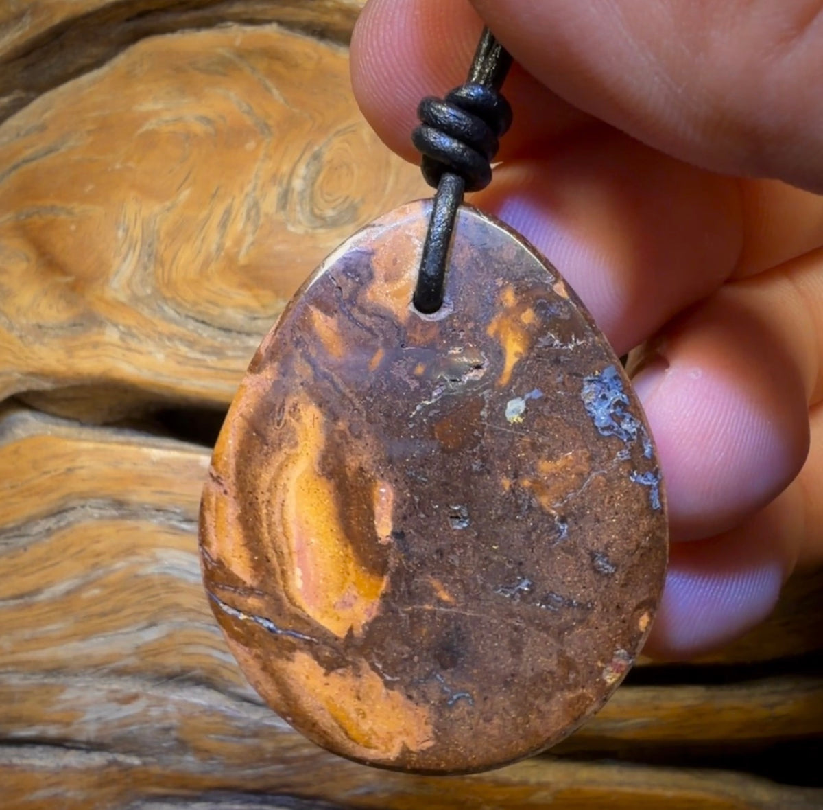 Wildcard! 40 x 32mm - Drilled Tribal Queensland Boulder Opal Necklace