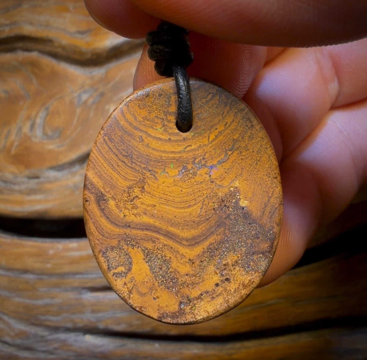 32 x 26mm - Drilled Tribal Queensland Boulder Opal Necklace