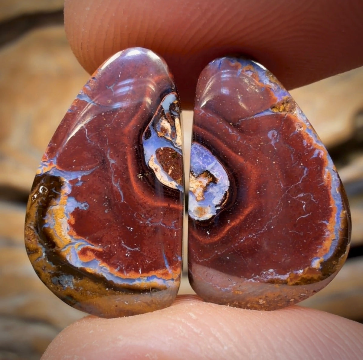 16.1cts - Tribal Yowah Nut Kernel Opal Pair BARGAIN