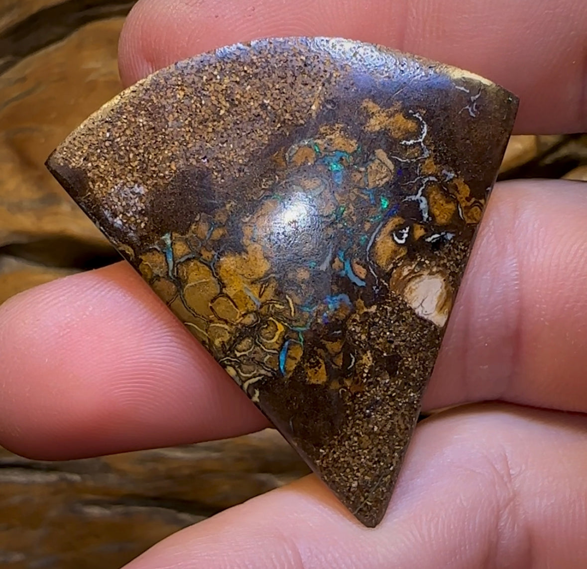 51.2cts - “Tribal Triangle 2”Queensland Boulder Opal from Yowah