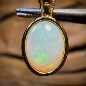 BARGAIN CARD! Sterling Silver Gold Plated - Solid South Australian Crystal Opal Pendant