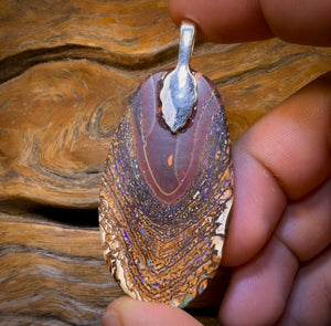 Solid Tribal Queensland Boulder Opal Pendant