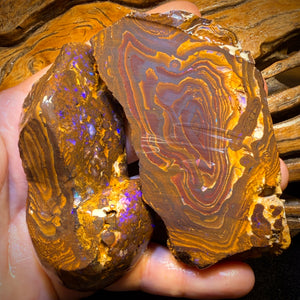1423cts - Awesome Massive Split Queensland Boulder Opal Rough Pair. Found on ‘Outback Opal Hunters’!