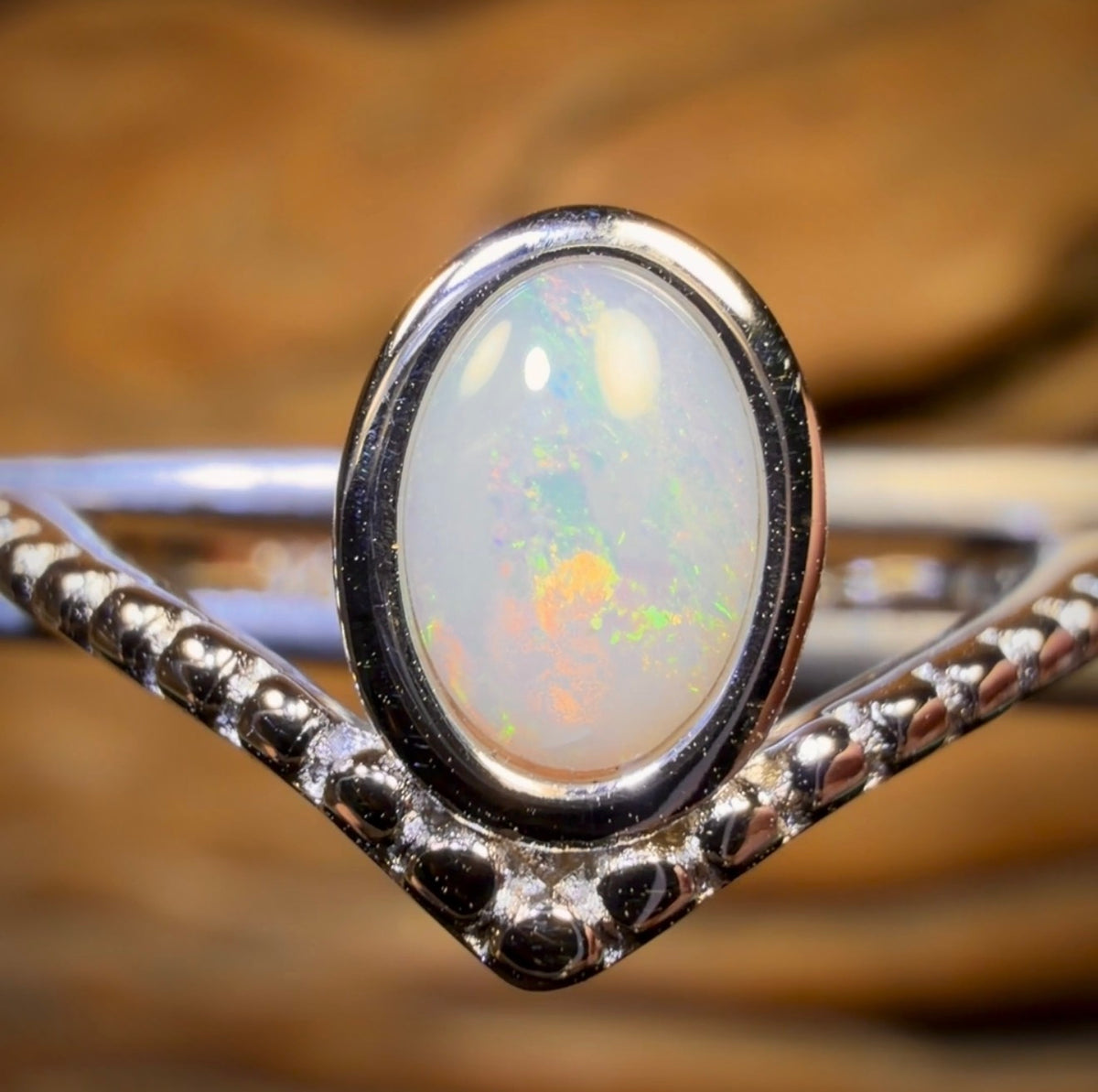 Bague en argent sterling avec opale de cristal d'Australie du Sud