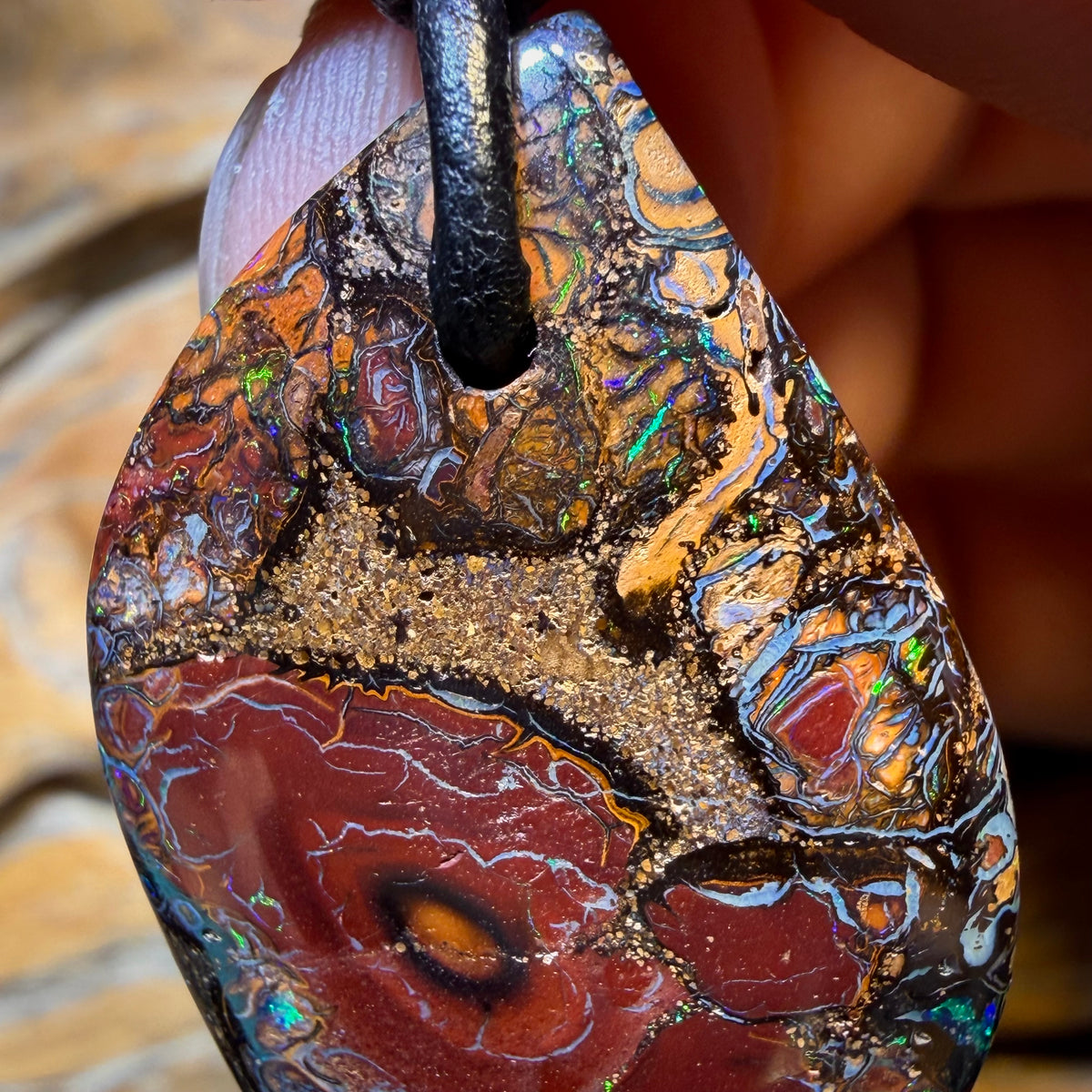 WildCard! 37 x 23mm - Drilled Tribal Queensland Boulder Opal Necklace