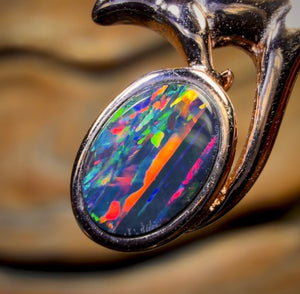 Sterling Silver - Top Stone Australian Boulder Opal Doublet ROO Pendant