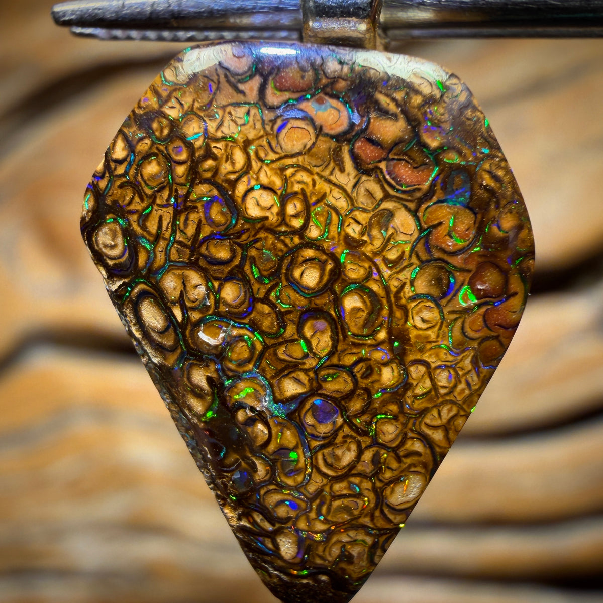 Solid Tan Tribal Queensland Boulder Opal Pendant