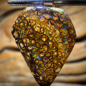 Solid Tan Tribal Queensland Boulder Opal Pendant