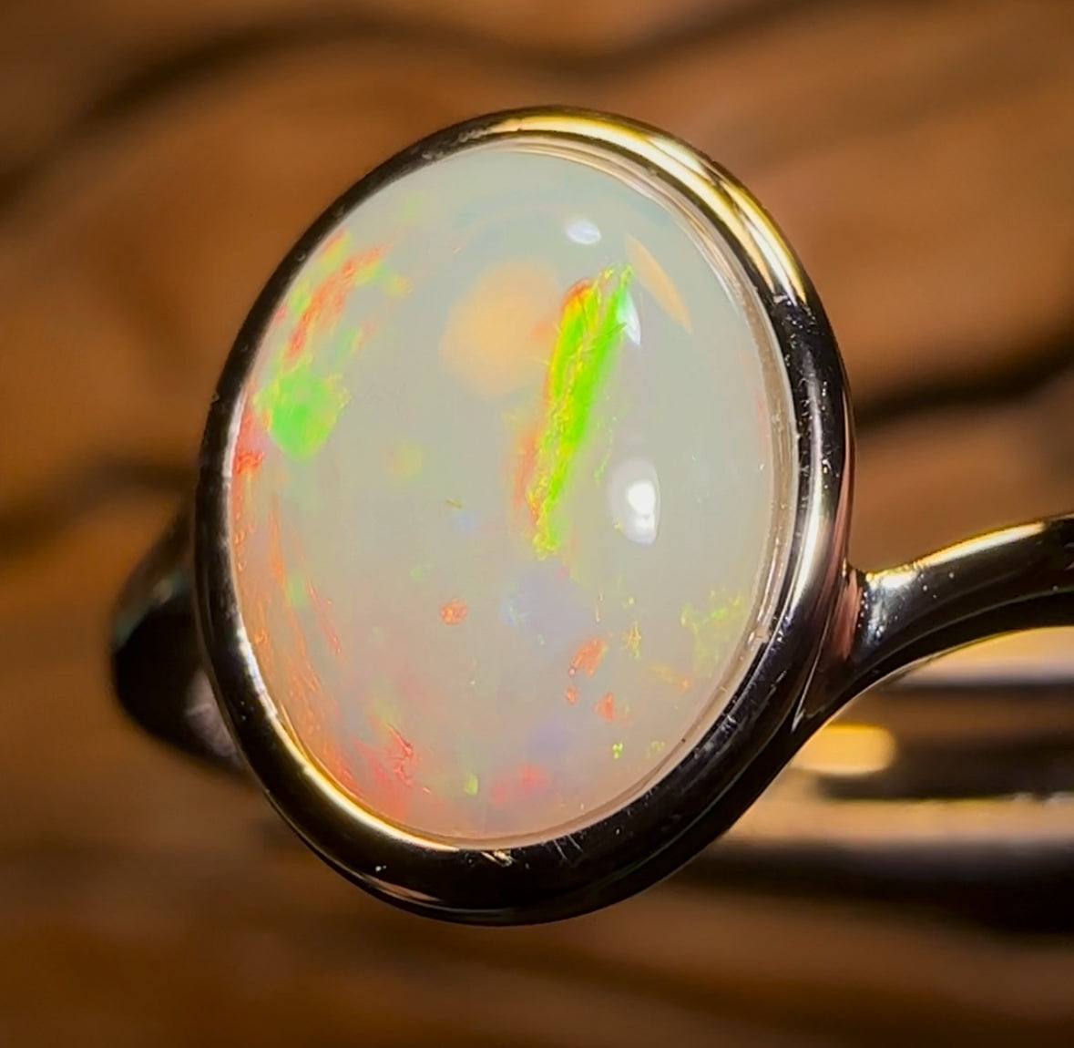 Sterling Silver - Solid South Australian Crystal Opal Ring