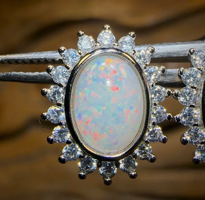 Sterling Silver - South Australian Crystal Opal Stud Earrings - Opal Whisperers
