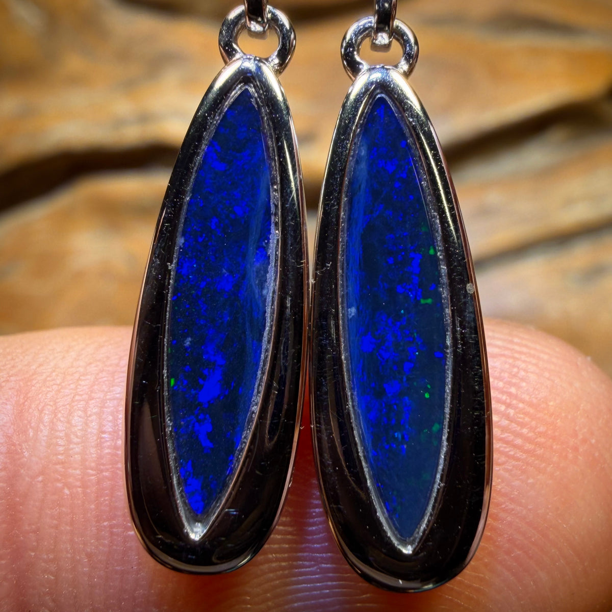 Roadshow Wild Card! Sterling Silver - Australian Boulder Opal Doublet Drop Stud Earrings