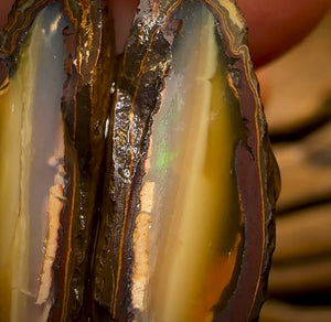 30.1cts - Highly Prized Yowah Nut Crystal Centre Rough Split Pair