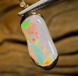 18k Red 🔥 Gold and Diamond - Solid South Australian Opal Pendant - Opal Whisperers