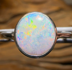 Sterling Silver - Solid Lightning Ridge Opal Ring - Opal Whisperers