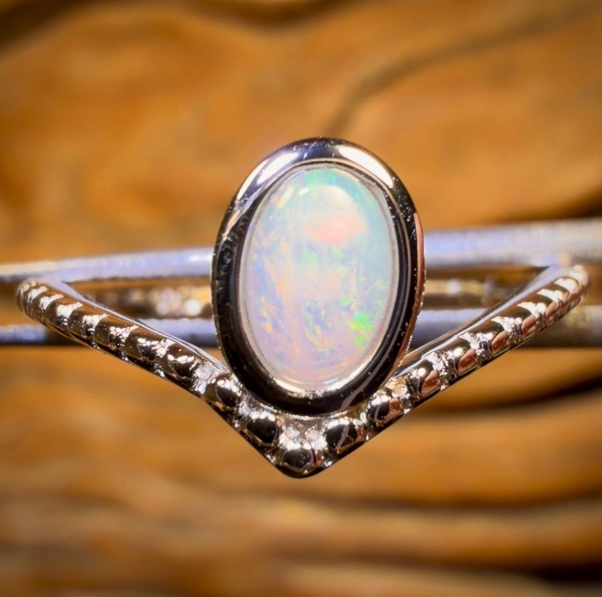 Bague en argent sterling avec opale de cristal d'Australie du Sud