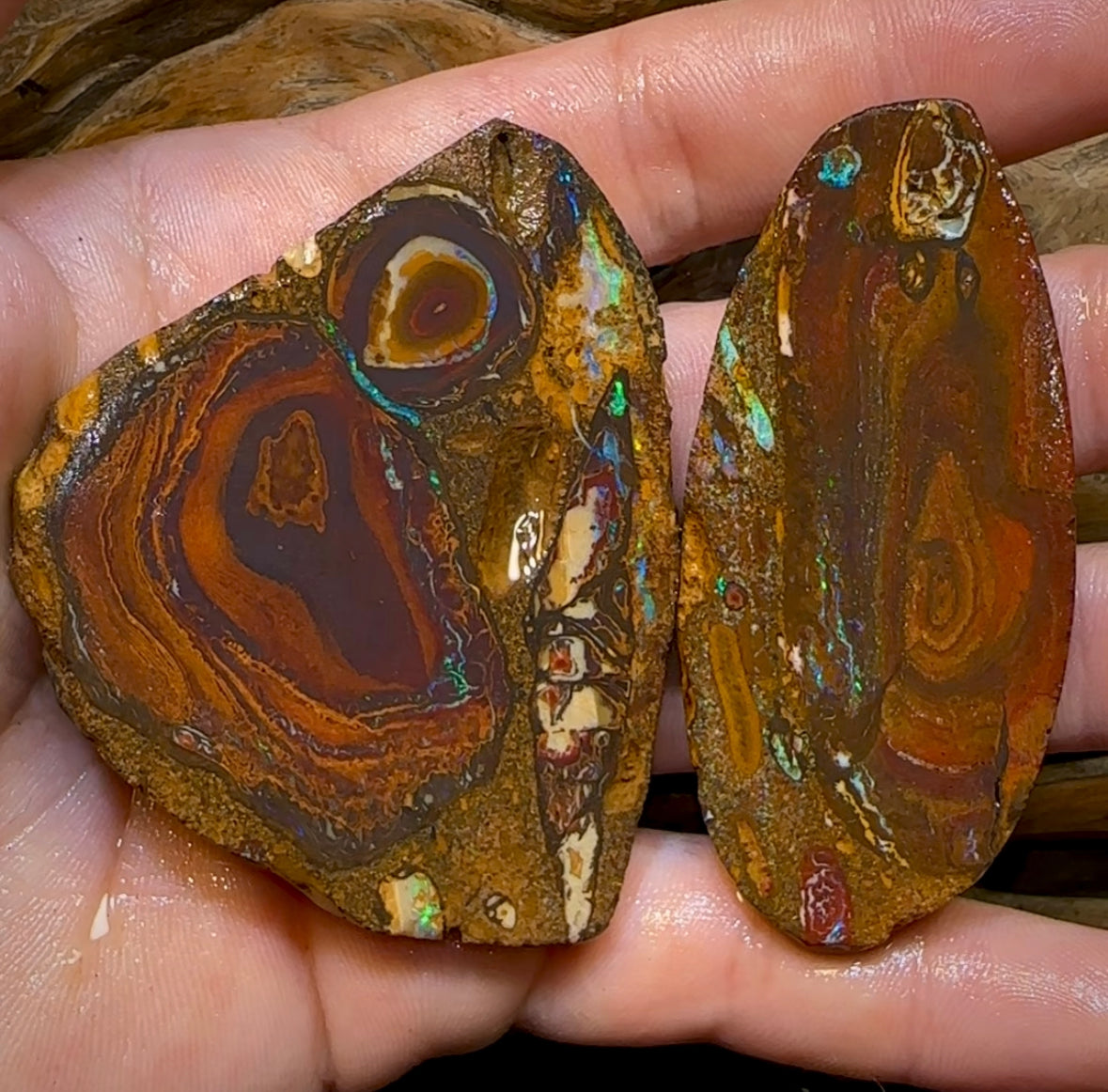 (Template) 396cts - 2x Yowah Nut Rough Slabs. Australian Boulder Opal - Opal Whisperers