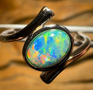 St. Silver - Queensland Boulder Opal Doublet Ring - Opal Whisperers