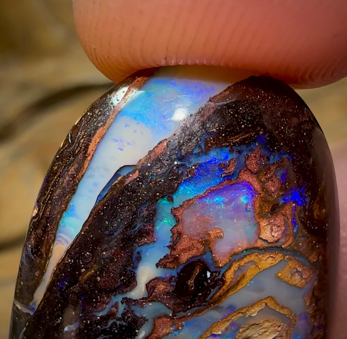 53.2cts - Australian Boulder Opal. Aquatic Pattern - Opal Whisperers