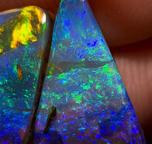 7.95cts - “Twin Peaks”   Solid Queensland Boulder Opal Pair - Opal Whisperers