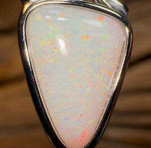 Silver - Solid South Australian White Opal Pendant - Opal Whisperers