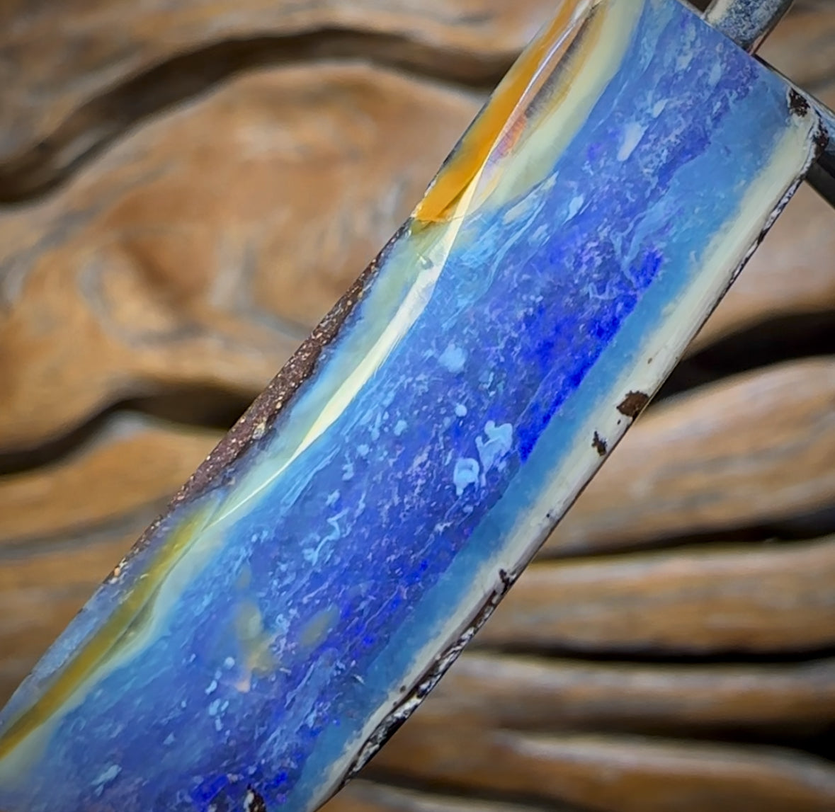 Solid “River Run” Queensland Boulder Unisex Opal Pendant