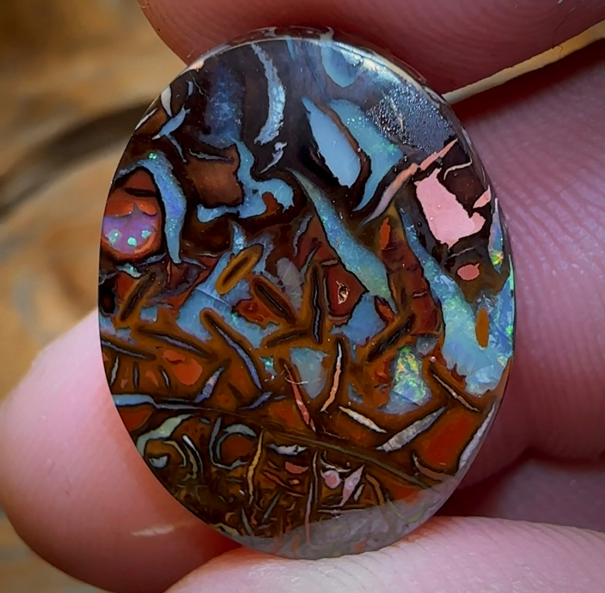 20.9cts - Wow Top Tribal Boulder Opal Picture Stone from Koroit