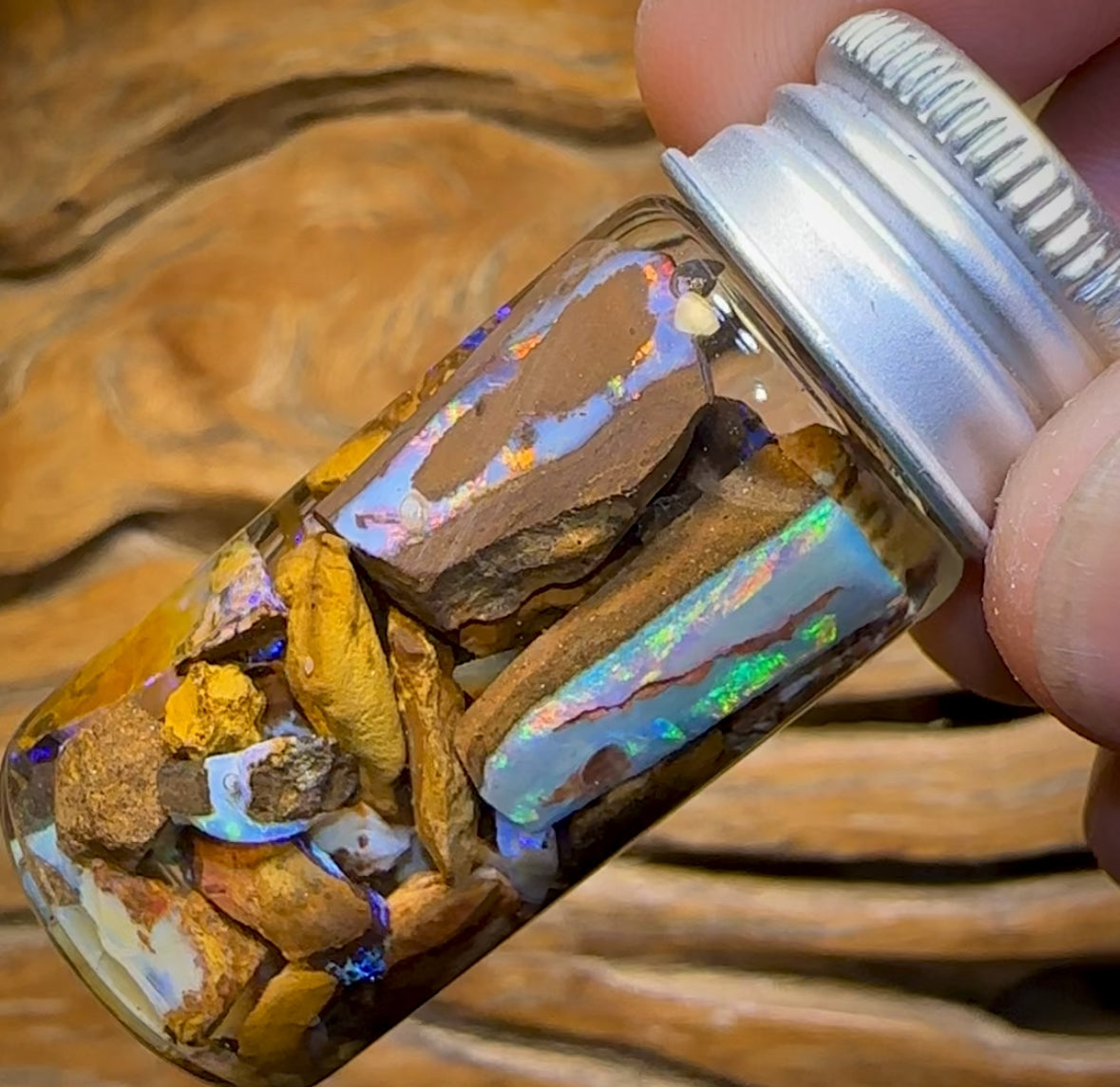 63.1cts - Vial of Yowah Nut Opal Rough. Australian Boulder Opal