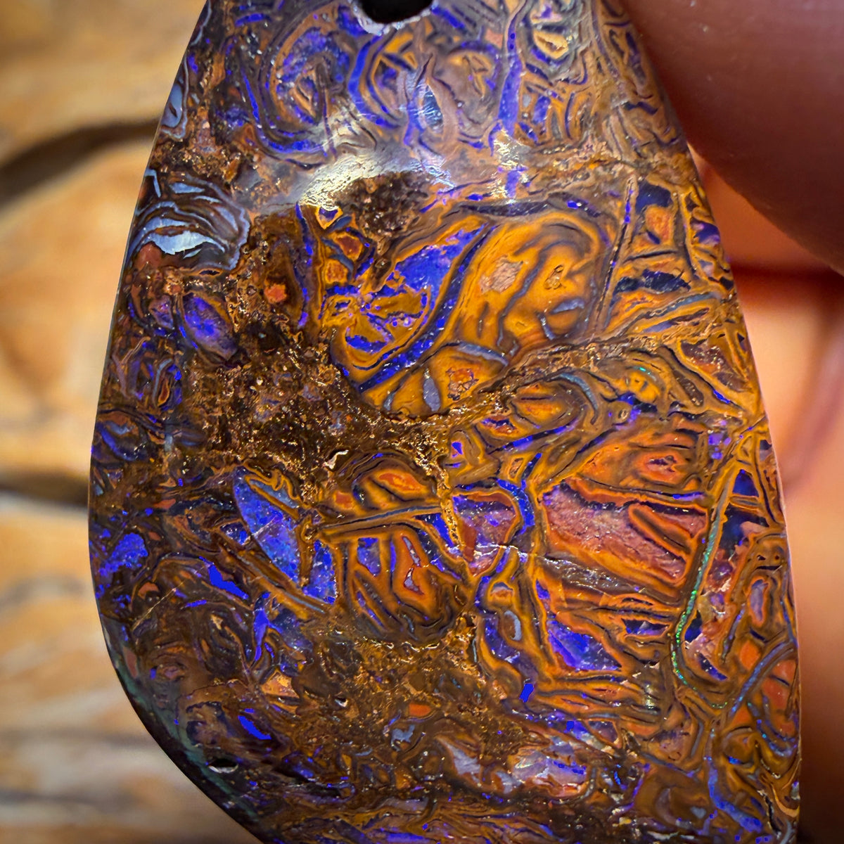 38 x 22mm - Drilled Tribal Queensland Boulder Opal Necklace