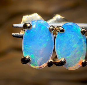 9k Gold - Claw Set Solid South Australian Opal Earrings - Opal Whisperers