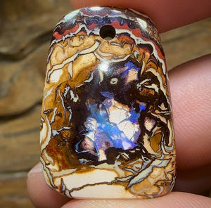 30 x 21mm - Drilled Australian Boulder Opal. TRIBAL PATTERN