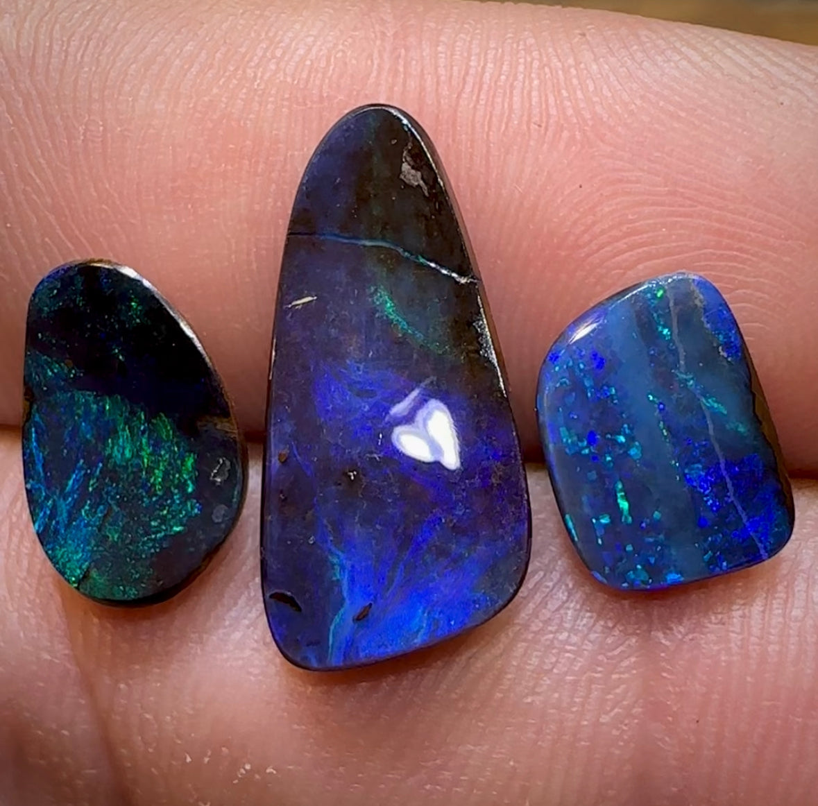 8.7cts - 3x Loose Queensland Boulder Black Opals. Wholesale Parcel - Opal Whisperers