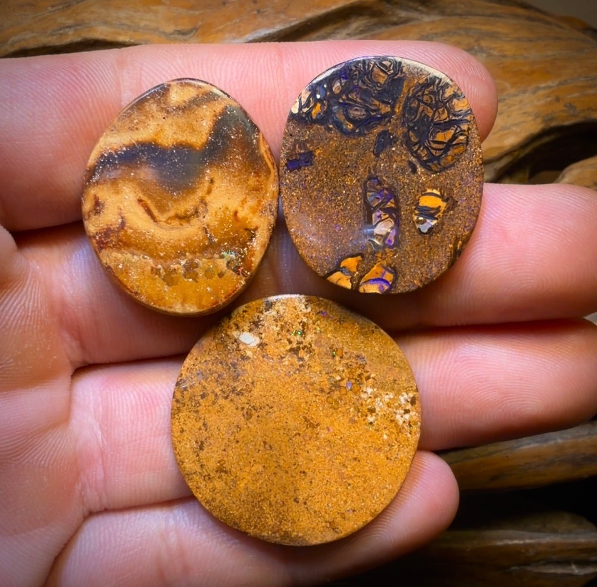 76.2cts - 3x Australian Tribal Boulder Opal’s. Wholesale Dealers Parcel