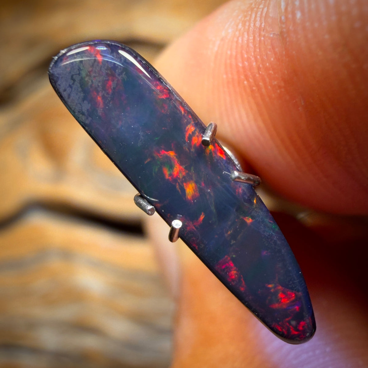 1.9cts - Wow Red Multi on Black Black Lightning Ridge Opal Doublet