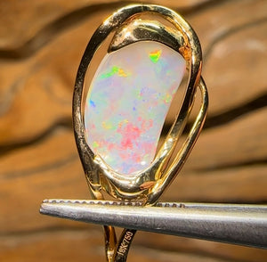 18k Gold - Solid Fossil Pippy Shell Opal Pendant - Opal Whisperers