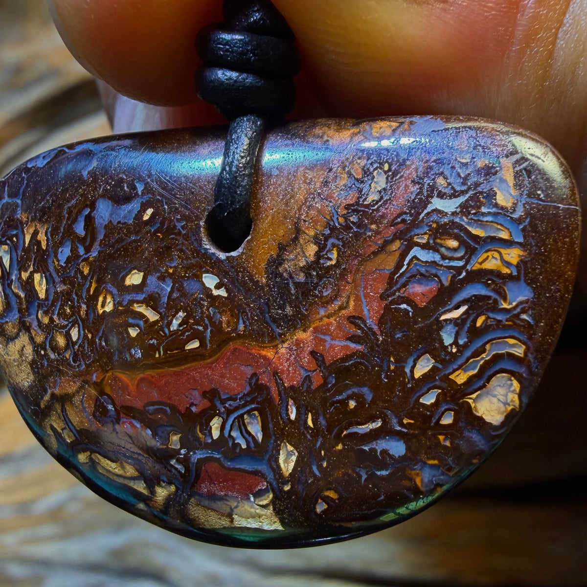 Opalfest Wildcard! 33 x 21mm - Drilled Tribal Queensland Boulder Opal Necklace