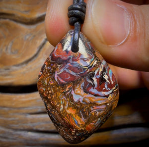 34 x 23mm - Drilled Tribal Queensland Tribal Boulder Opal Necklace